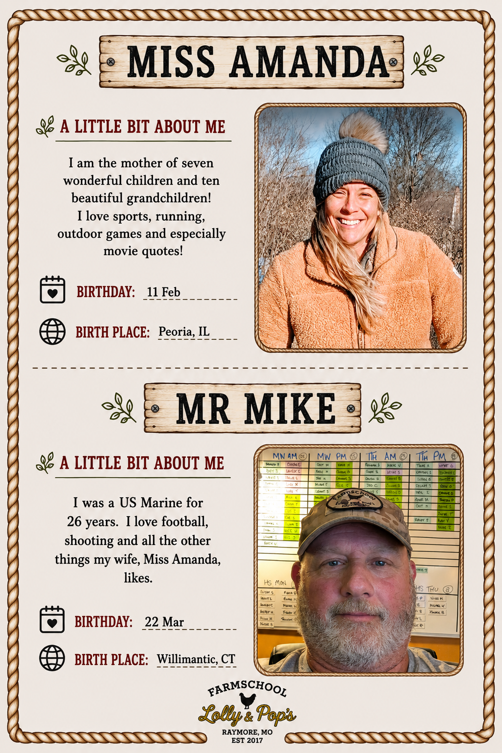 Miss Amanda and Mr Mike