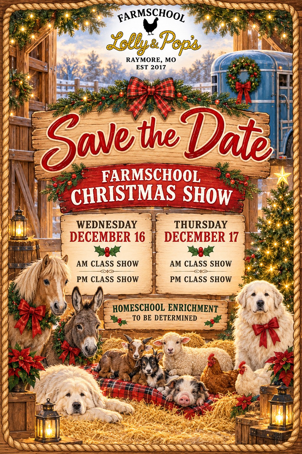 Save the Date - Farmschool Christmas Show, December 16 and 17