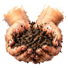 Hands holding soil