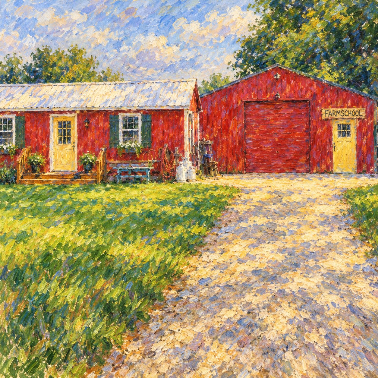 The Farmschool barn and schoolhouse